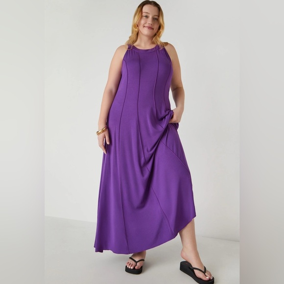 Ashley Stewart Purple  Maxi Dress Sleeveless A Keyhole Datail The Back 18/20 W - Picture 1 of 16
